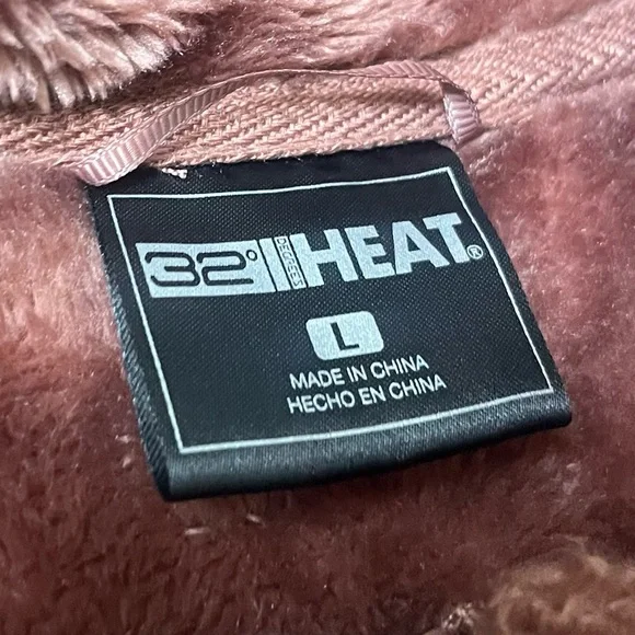 32 Degrees Heat Women's Brown Plush Faux Fur Teddy Zip-Up Jacket Size Large - Picture 4 of 7